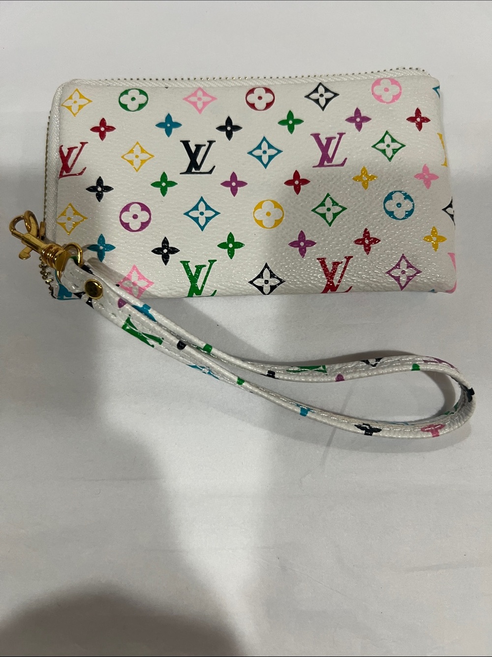 MINI White  Multicolor Monogram Wristlet Pouch
